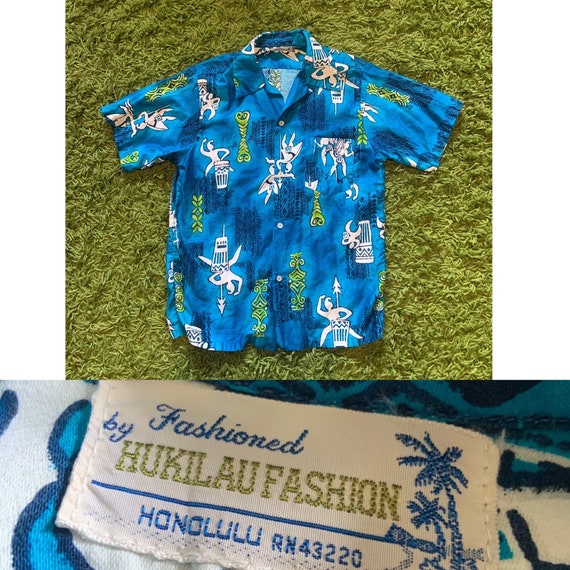 Vintage Hawaiian tiki Shirt by Hukilau - image 1