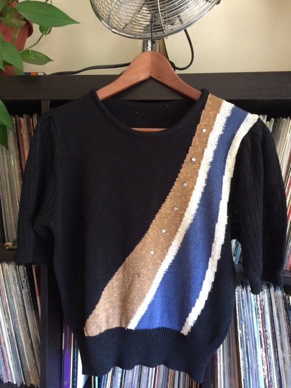 Vintage 70s short sleeve Disco Sweater