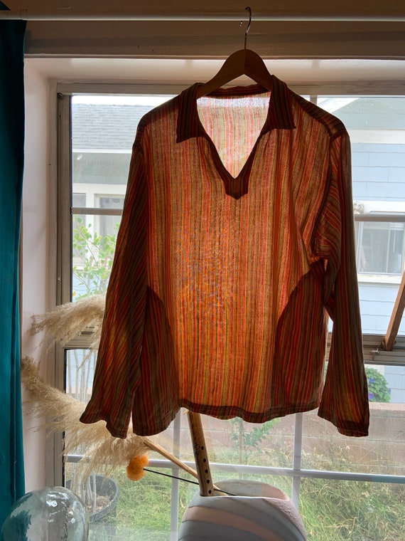 Vintage 70s Striped Cotton Pullover long sleeve S… - image 3