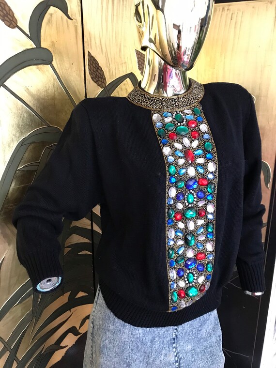 Vintage embellished Sweater by Bonnie Boerer and … - image 4