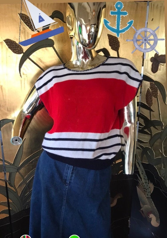 Vintage 80s Sweater with Anchor Nautical - image 1