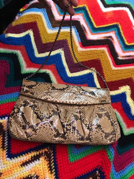 Vintage python snake clutch purse - image 6