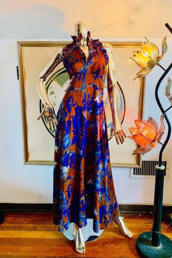 Vintage Hawaiian Halter Maxi Dress