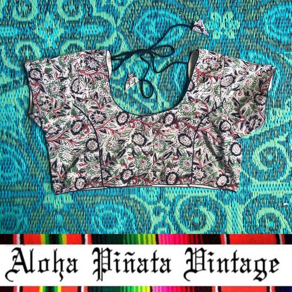 Vintage Indian Cotton Gauze Crop Top - image 1