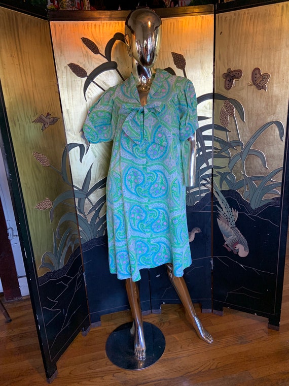 vintage 60s paisley pastel dress with Bo - image 2