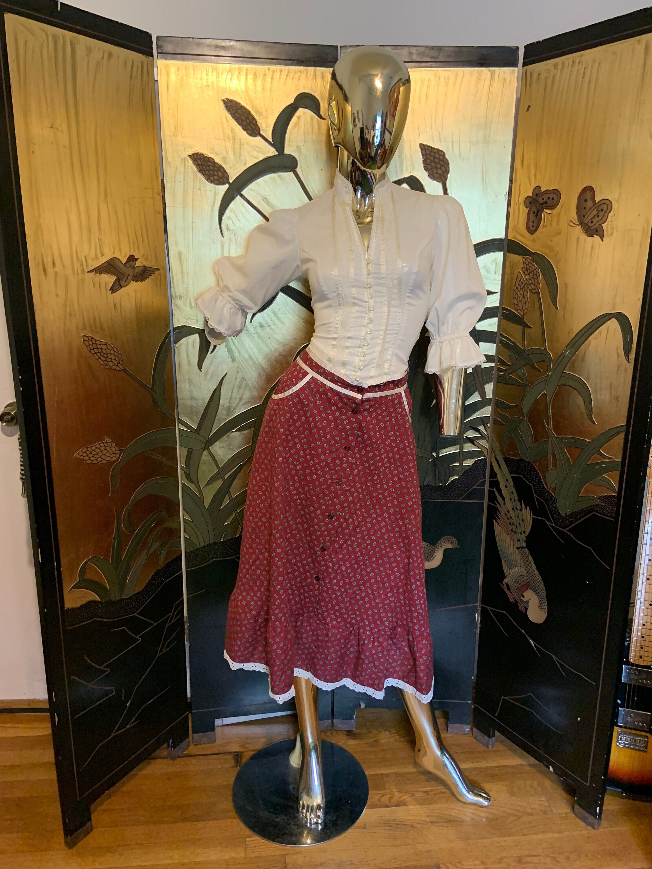 Vintage Jessica Mcklintock' / 'Jessica's Gunnies' Edwardian Style /Edwardian / Victorian Button Front Blouse - Women's