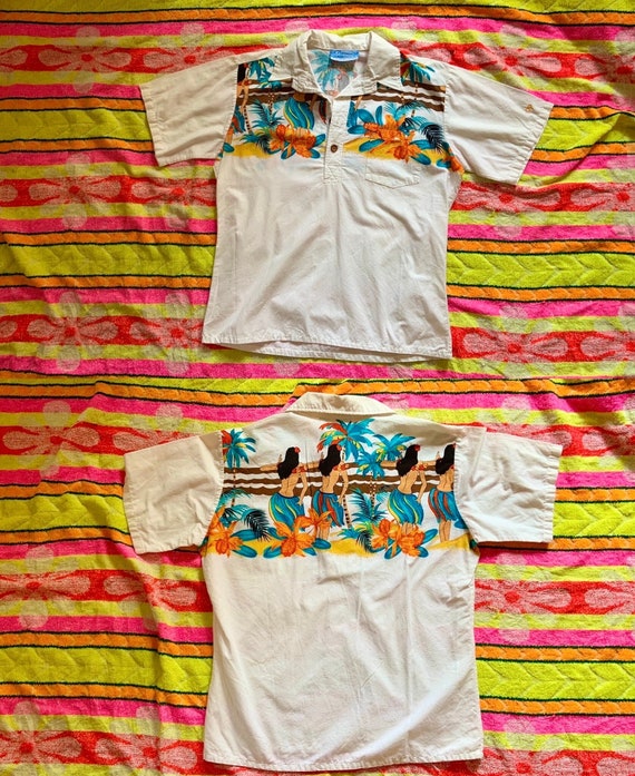 Rare Vintage Ocean Pacific Hawaiian Shirt with Hul