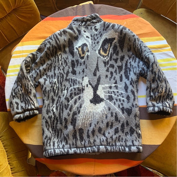 vintage cardigan sweater coat with leopard design… - image 8