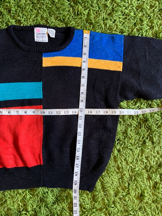Vintage Color Block Sweater Mondrian style with s… - image 7