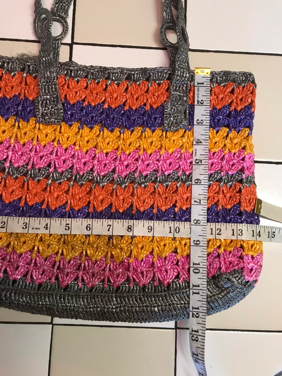 Vintage Woven Plastic Basket Bag Gem