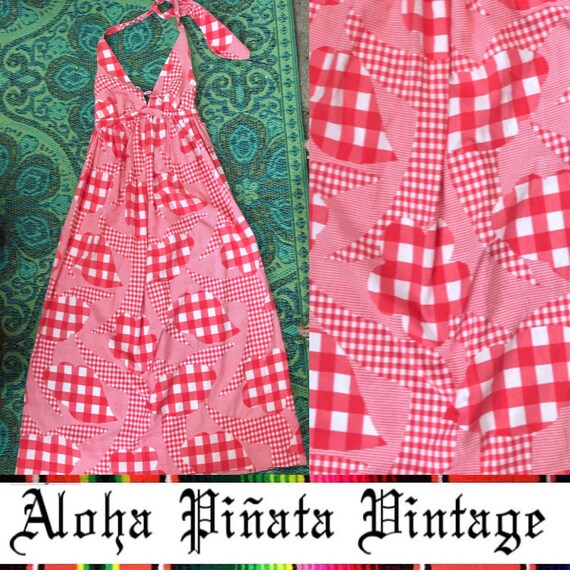 Vintage Cotton Halter Maxi Dress