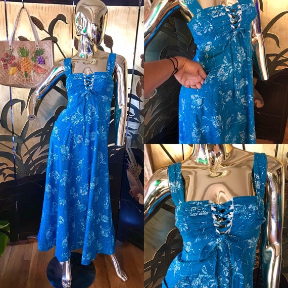 Vintage Hawaiian Dress  with Lace up too by Tahit… - image 1