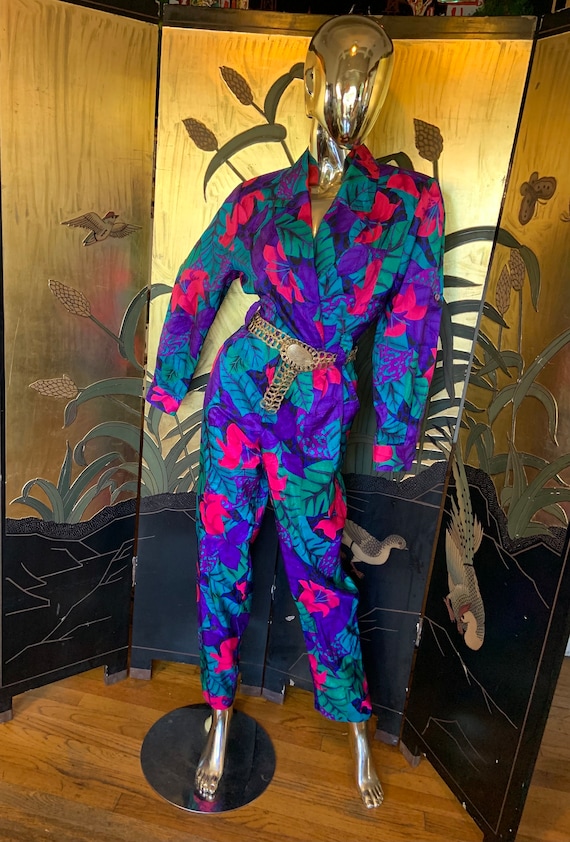 Vintage 80s floral Jumpsuit - image 3