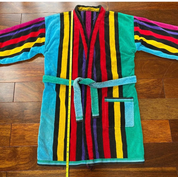 Vintage Rainbow Terrycloth Robe summer loungewear - image 9