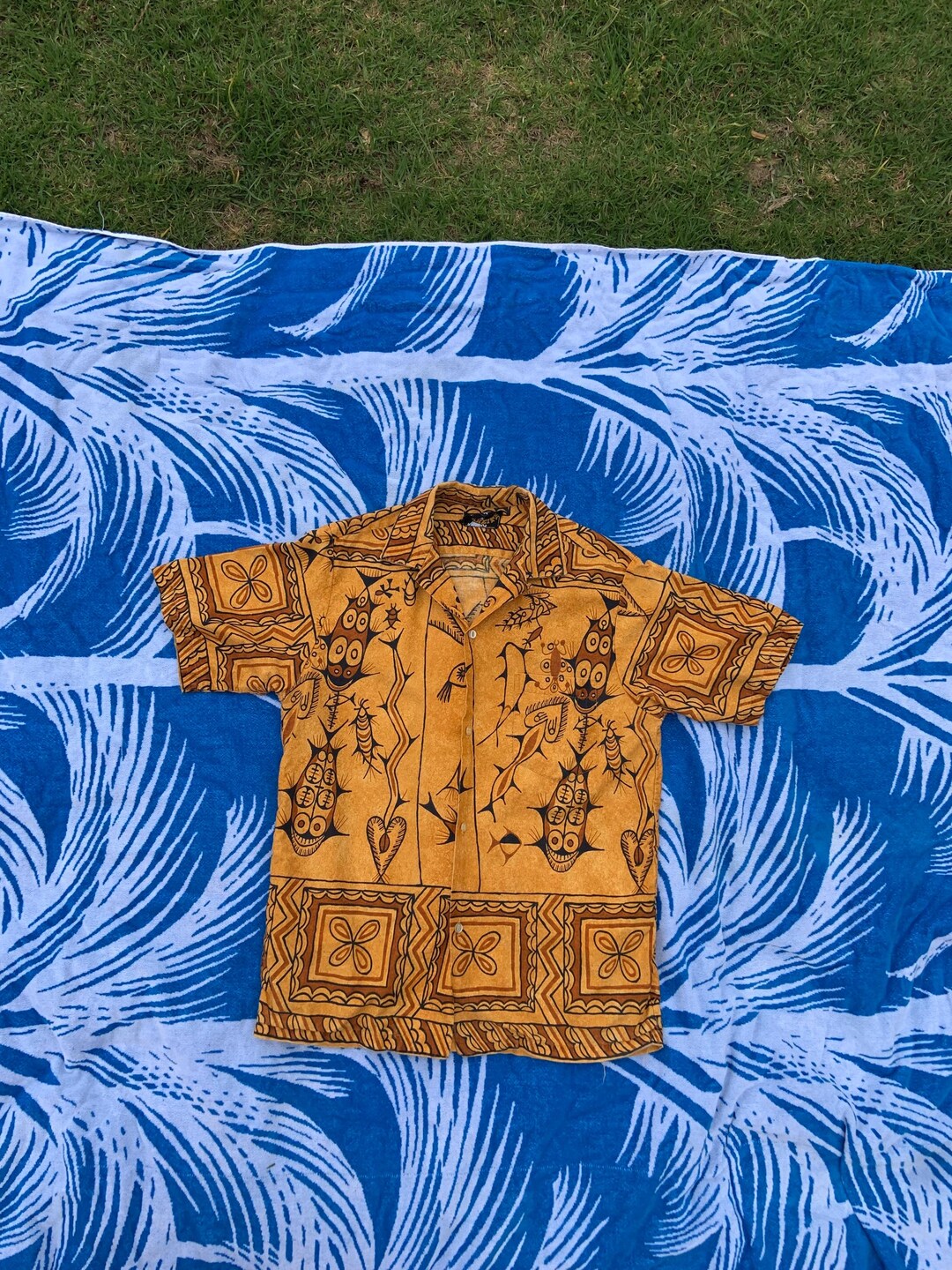 VTG HAWAIIAN HISTORY BOOK HAWAIIAN MADE ALOHA SHIRT COTTON TIKI ROCKABILLY M