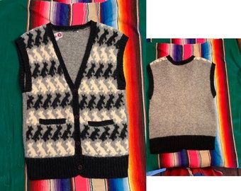 vintage wool sweater button down vest