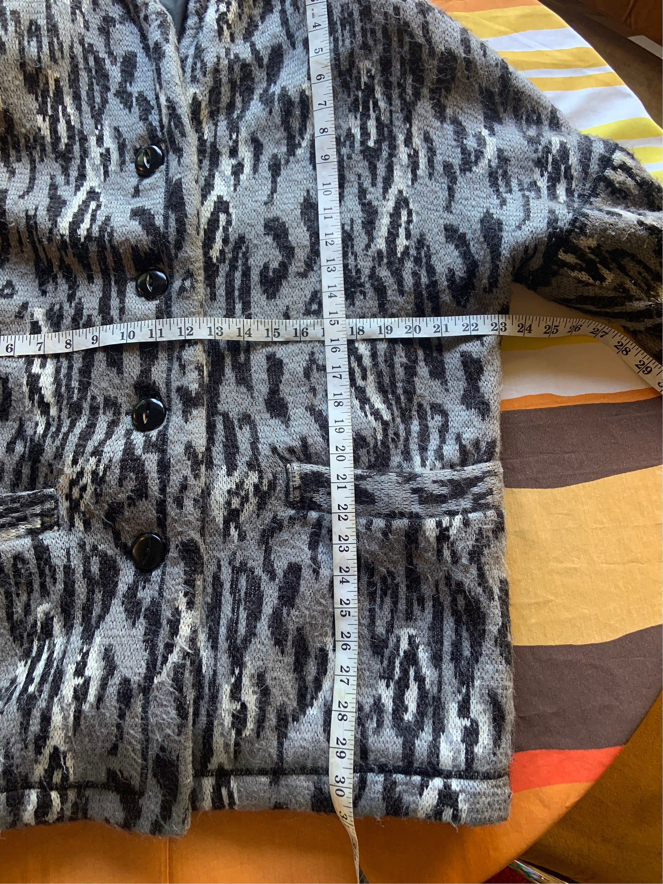 Vintage Cardigan Sweater Coat With Leopard Design Mohair Blend - Etsy