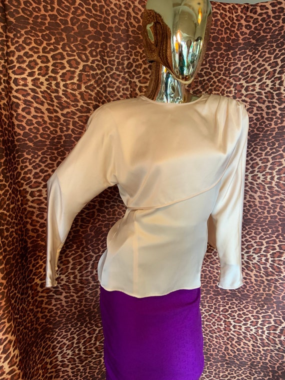 Vintage Silk 80s does 40s Blouse  by Francesca of… - image 4