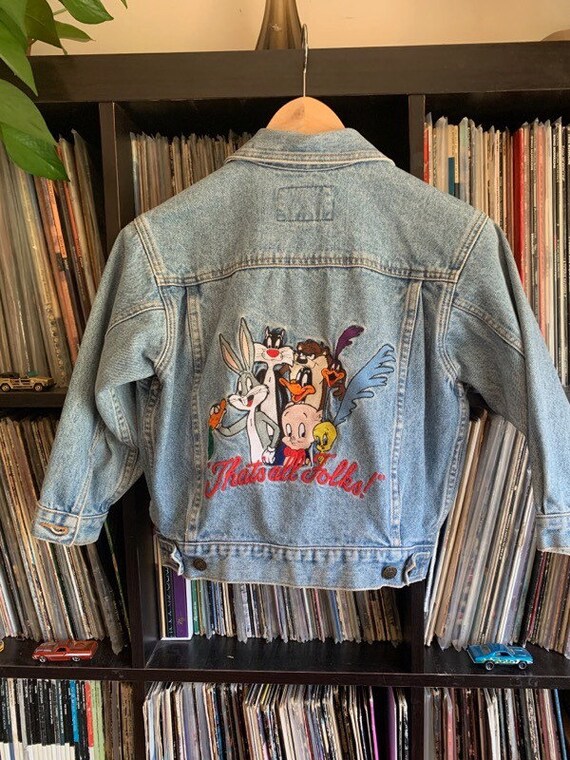 Vintage kids Denim Jacket embroidered Looney Tunes - Gem Vintage kids Denim Jacket embroidered Looney Tunes - Gem