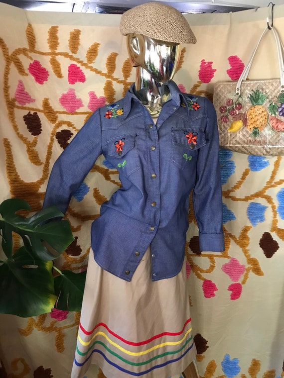 Vintage Embroidered Denim Shirt