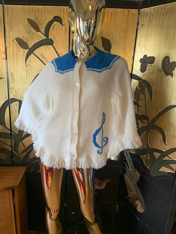 Vintage Cowichan sweater Poncho hoedown square da… - image 5