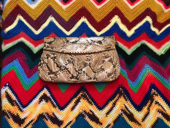 Vintage python snake clutch purse - image 4