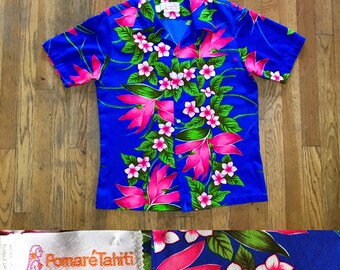 Ameri vintage FLOWER BOM TIE SHIRT パープル