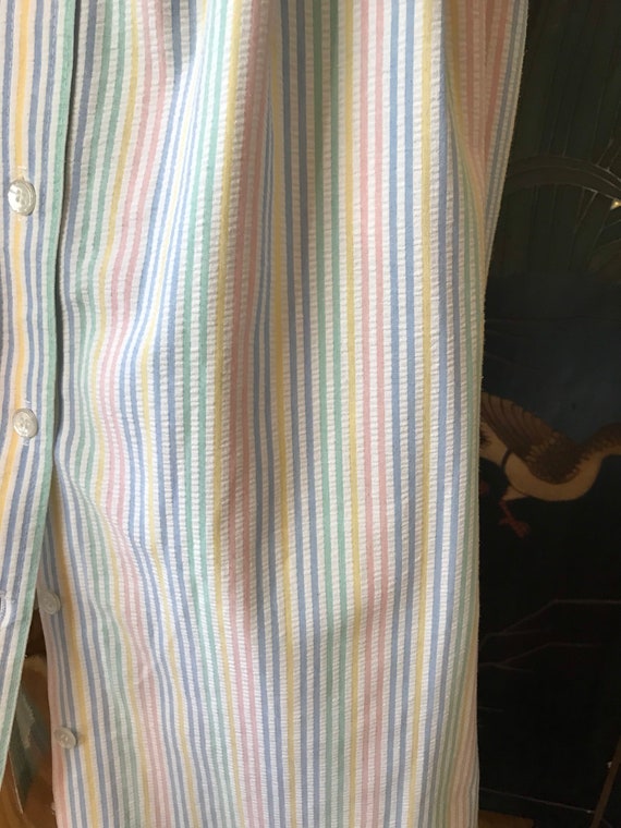 Vintage Seersucker Rainbow Striped Skirt by Alfre… - image 5