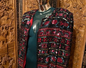 Vintage Silk sequin beaded  jacket