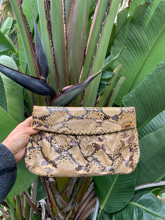 Vintage python snake clutch purse - image 1