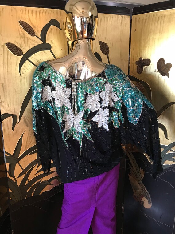 Vintage Silk Sequin Blouse - image 6