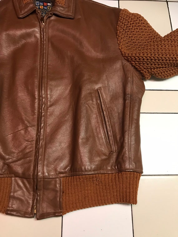Vintage Leather Knit Jacket - image 4