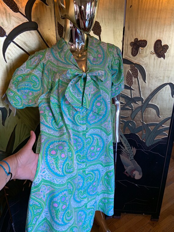 vintage 60s paisley pastel dress with Bo - image 4
