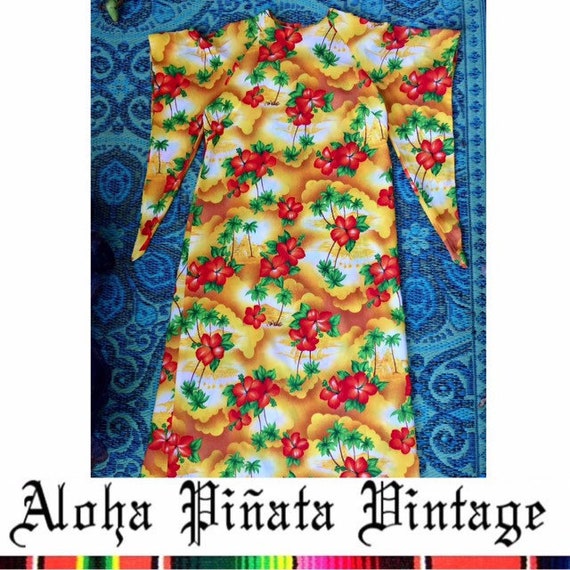 Vintage Hawaiian Kimono Caftan Dress - image 4