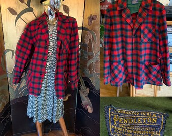 Vintage Pendleton 49er Flannel Shirt 1950’s workwear Chore Jacket Red/Blue/Green Plaid