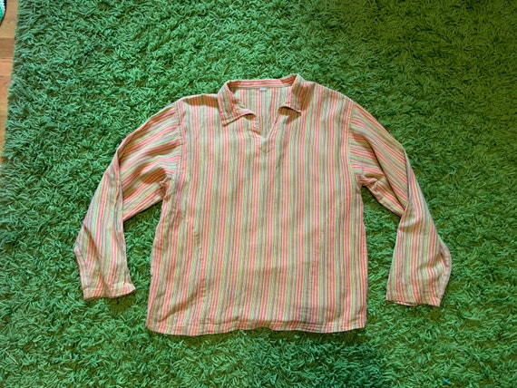Vintage 70s Striped Cotton Pullover long sleeve S… - image 2