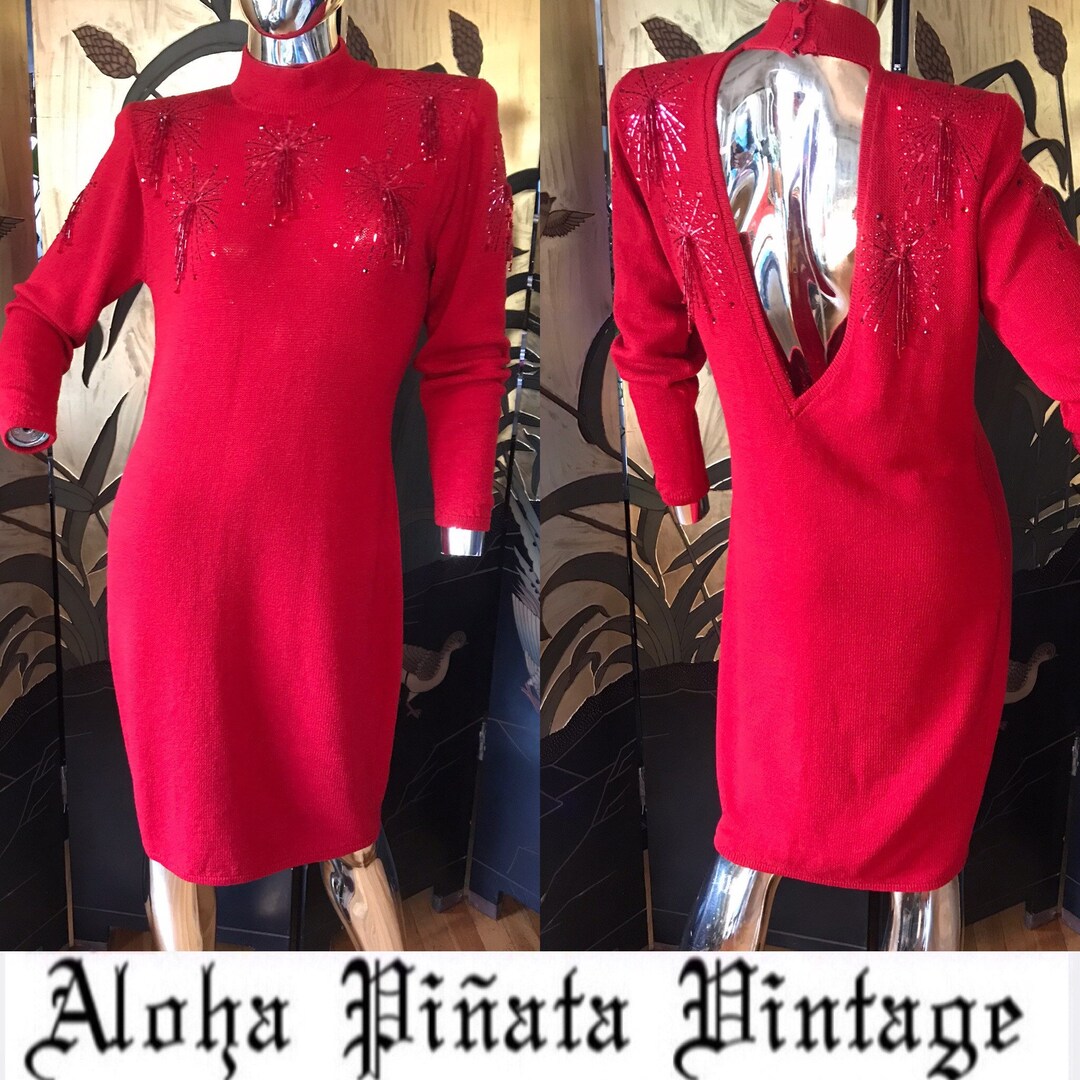Vintage St John Knit Dress With Swarovski Crystals & Beads Etsy