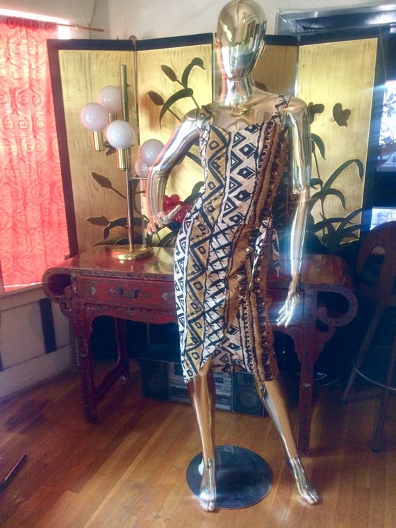 Vintage Hawaiian Sarong wrap tiki Dress