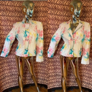 Vintage 80s white soft leather Jacket  White w/paint