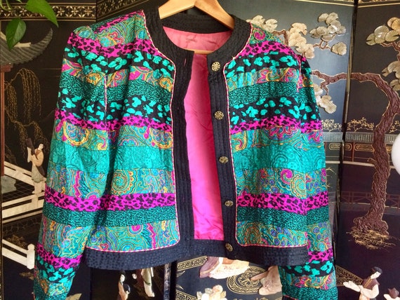 Vintage Silk Jacket with Leopard stripes - image 1