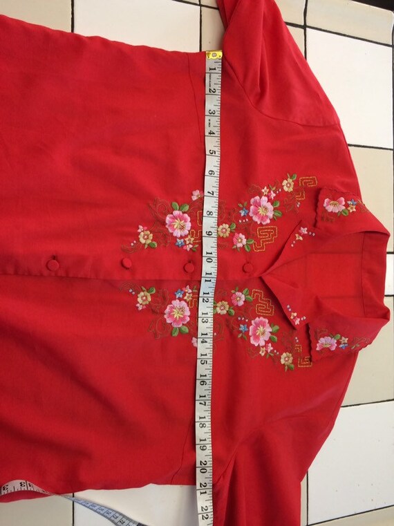 Vintage Embroidered Red Blouse Gem