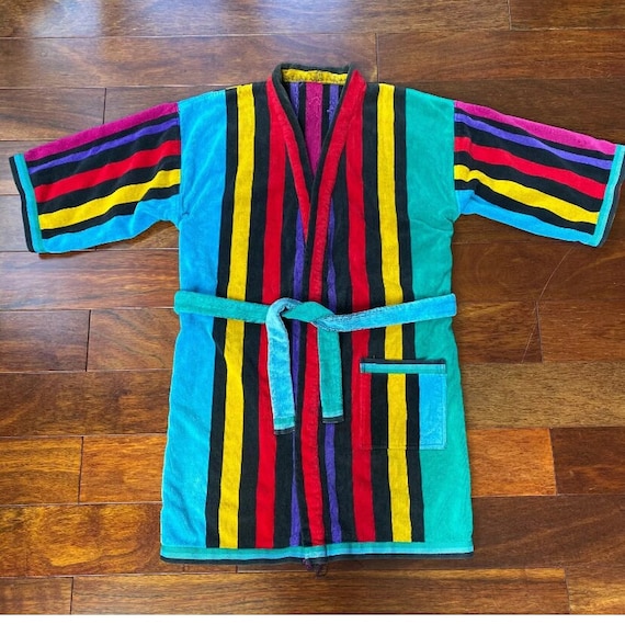 Vintage Rainbow Terrycloth Robe summer loungewear - image 10