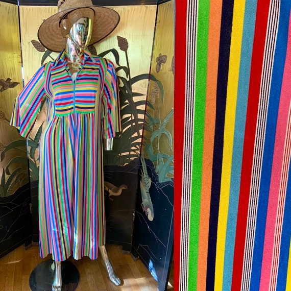 Vintage Rainbow Striped Terrycloth Dress