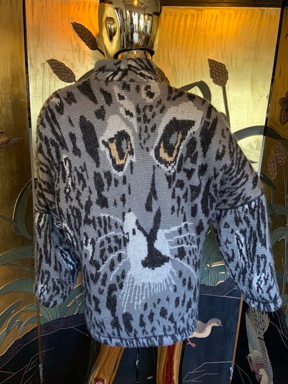 vintage cardigan sweater coat with leopard design… - image 2