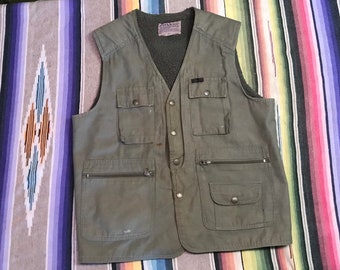 Vintage World Famous Fishing Vest Sanforized Deluxe 6303 Mens