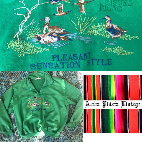 Vintage 80s Embroidered Sweatshirt - image 1