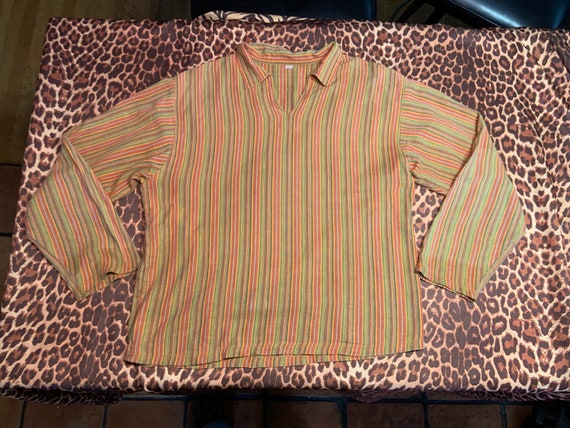 Vintage 70s Striped Cotton Pullover long sleeve S… - image 5
