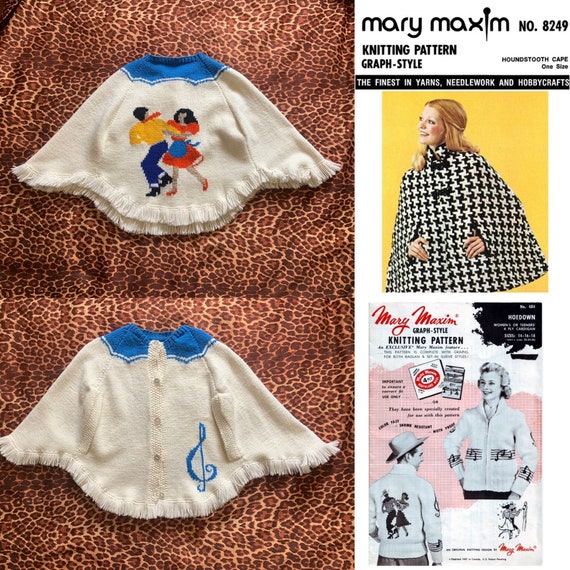 Vintage Cowichan sweater Poncho hoedown square da… - image 7