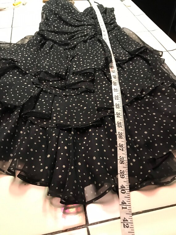 Vintage 80s tiered polka dot Dress with Corset la… - image 9