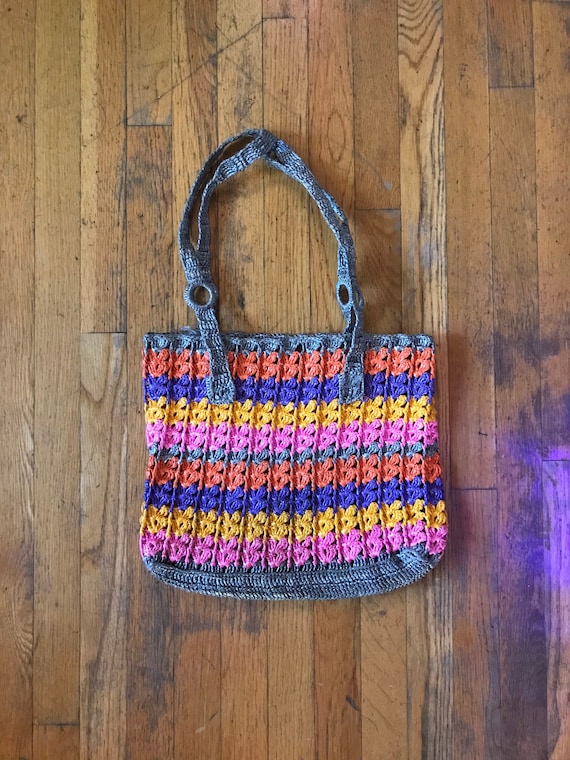 Vintage Woven Plastic Basket Bag Gem